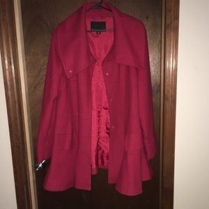 Crimson Red flirty pea coat!